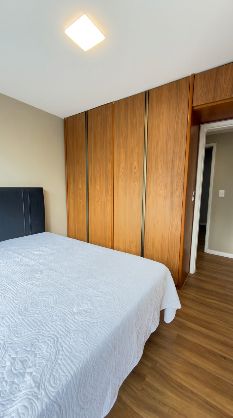 Quarto de casal com armário de madeira